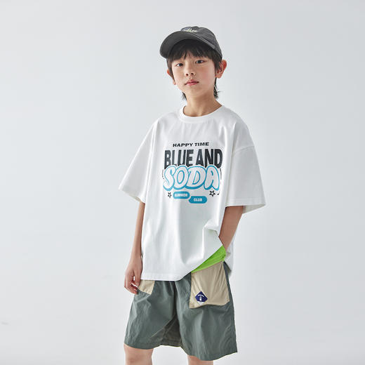 蓝汽水纯色字母印花T恤860B256035JX 商品图4