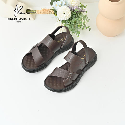 经典鲨2025年夏季新品男士平底露趾两穿凉鞋拖鞋KW262-526011 商品图3