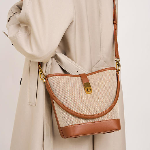 【预售3天】小众水桶包通勤编织包单肩包2025新款高级感百搭斜挎女包DXL2501 商品图0