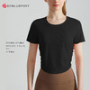 DENLUS速干运动上衣褶皱收腰修身显瘦圆领薄款透气瑜伽短袖健身T恤DY66180 商品缩略图9