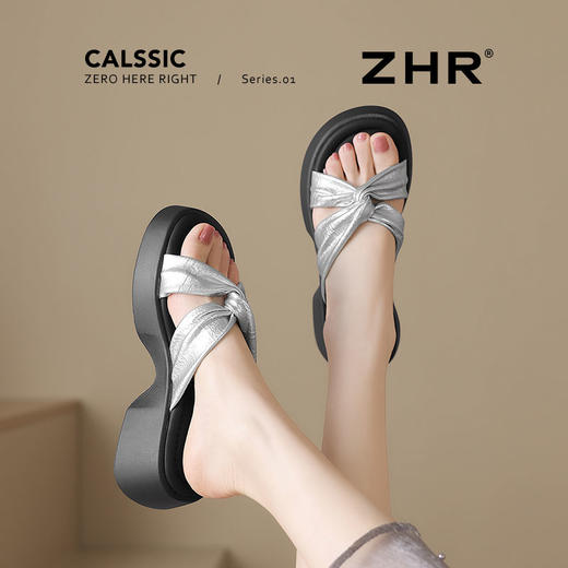 ZHR厚底拖鞋女2025新款夏季时尚ins一字拖外穿休闲百搭沙滩拖鞋女 商品图9