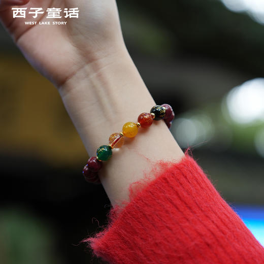 【灵隠景区直发】五路财神手串天然紫金砂黄水晶手串转运本命年情侣手链礼物   3-5天发货 商品图0