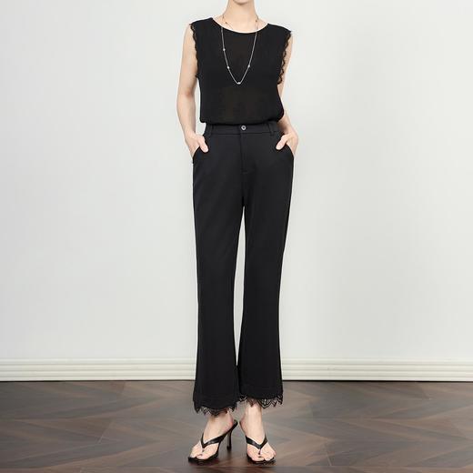 「高级wl」全新升级【铂金会员220/天猫289/差价69】(14010)洛诗琳时尚通勤九分微喇西裤2025显高薄款蕾丝边休闲裤女 商品图0