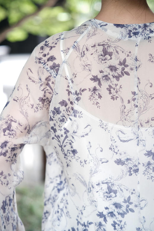 盛唐牡丹| 真丝雪纺斜襟女上衣 商品图6