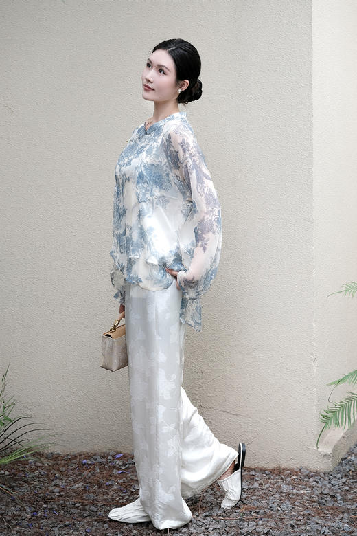 盛唐牡丹| 真丝雪纺不规则上衣 商品图7