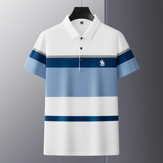夏季新款翻领纯棉短袖男士t恤条纹休闲宽松POLO衫大码男装  PSL-PSL7302 商品图2