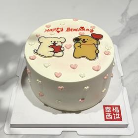 【线条小狗】 1磅生日蛋糕，送女生推荐（东莞私人定制）
