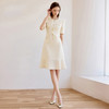 IWY/米白色短袖连衣裙女新款圆领西装裙职场通勤工作服夏Q1351 商品缩略图0