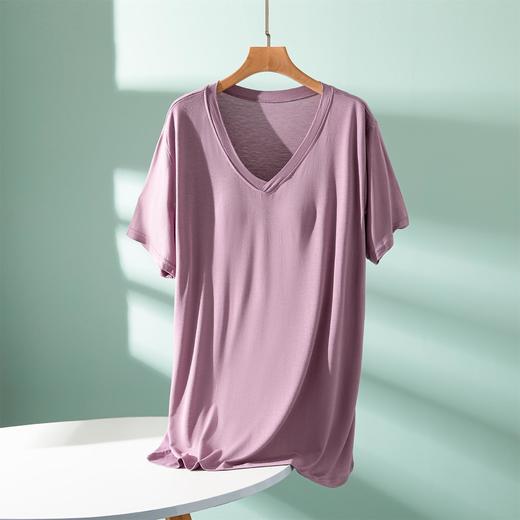 丁摩 莫代尔带胸垫短袖T恤女夏外穿薄款免穿文胸内搭打底衫中长款上衣5ZF-5193 商品图3