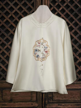 盛唐牡丹大师系列| 喜上眉梢丝毛手绣外套-白色