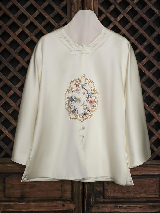 盛唐牡丹大师系列| 喜上眉梢丝毛手绣外套-白色 商品图0