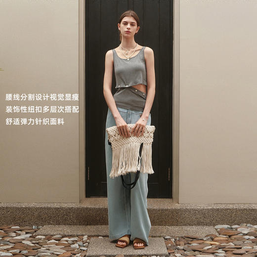 lost in echo2025夏季新款度假印花收腰舒适透气工字吊带背心女 商品图1