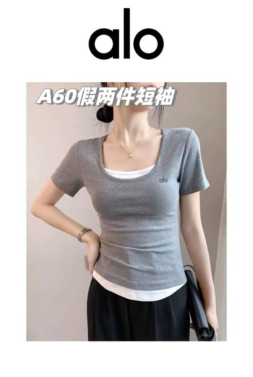 2025夏季最新出口单，alo女士假两件叠穿收腰短袖T恤！ 商品图1
