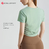 DENLUS速干运动上衣褶皱收腰修身显瘦圆领薄款透气瑜伽短袖健身T恤DY66180 商品缩略图8