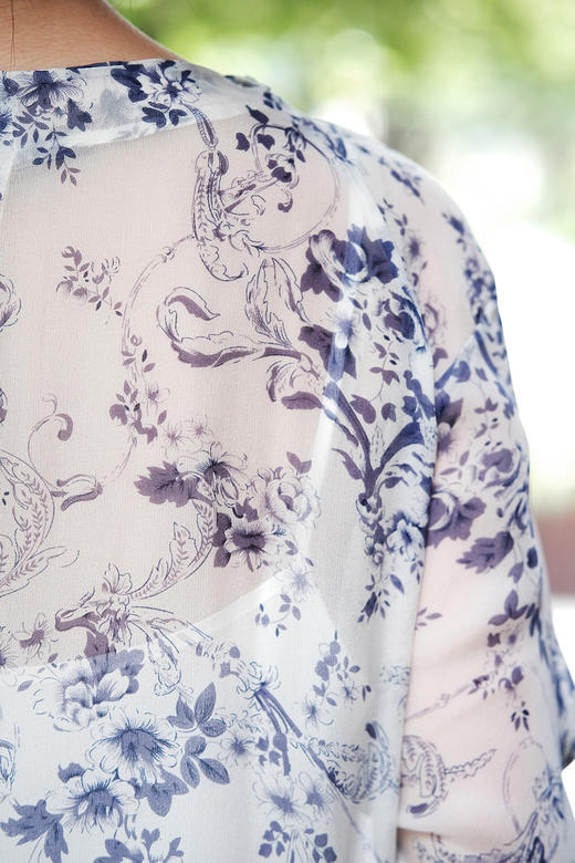 盛唐牡丹| 真丝雪纺斜襟女上衣 商品图7