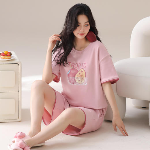 I‘d爱帝女士夏季透气纯棉短袖家居套装 商品图2