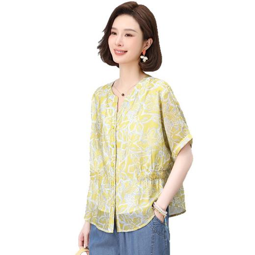丁摩 时尚印花衬衫女夏季新款宽松洋气减龄薄款短袖上衣5ZF-2118 商品图4