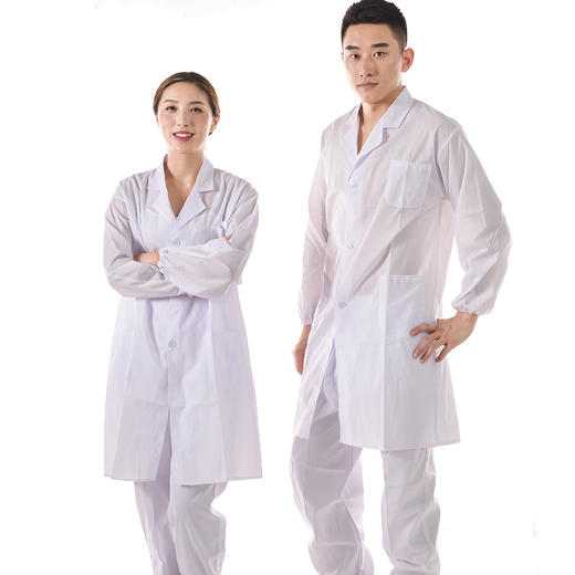 夏季长袖薄款白大褂男女秋冬厚款厂服医护服医院药店工作服实验服 商品图0