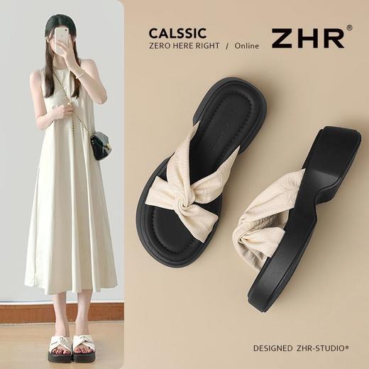 ZHR厚底拖鞋女2025新款夏季时尚ins一字拖外穿休闲百搭沙滩拖鞋女 商品图1