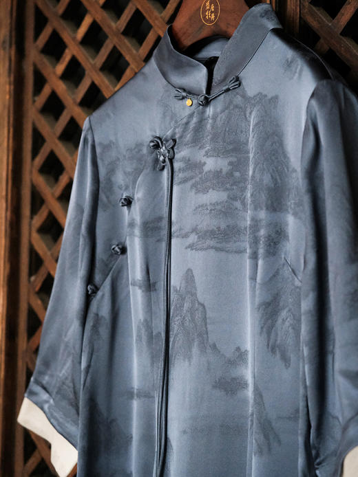 STJINGx凯喜雅| 千里江山穗禾旗袍连衣裙-青雀头黛 商品图3