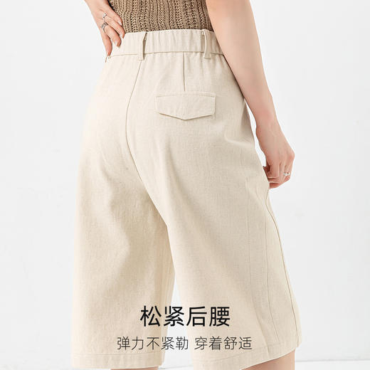 「高货xg」全新升级【铂金会员165/天猫219/差价54】(40629)洛诗琳休闲阔腿六分裤2025夏季高腰显瘦老钱风亚麻短裤 商品图3