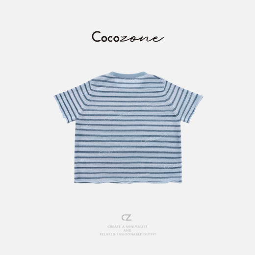 COCO ZONE 刘一一  【亚麻混纺】舒适亲肤条纹毛织短袖 CD1A0889 商品图3