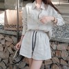 【K】洛诗琳时尚休闲套装2025夏季新款纯色亚麻套装女10286 商品缩略图1