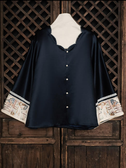 盛唐牡丹大师系列| 重工刺绣西厢丝毛外套-黑色 商品图0