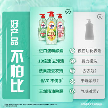 奥妙大桶酵素餐具净洗洁精 白桃洋甘菊 1kg*2 4斤装 1泵1补去锅具焦糊 /家庭清洁/纸品 /家庭环境清洁 /洗洁精 商品图2