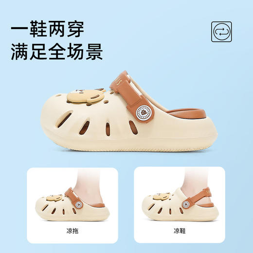 泰兰尼斯儿童洞洞鞋夏季新款女童沙滩鞋男童防滑软底包头凉拖鞋 F09X5B7351 商品图3