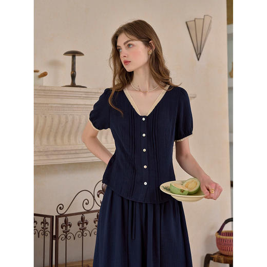 SimpleRetro亚麻混纺复古学院感文艺套装女 商品图2