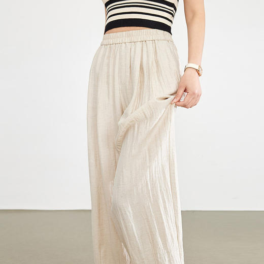 【专属特价】熙世界淡人穿搭九分阔腿山本裤女夏薄款高腰宽松直筒哈伦亚麻裤子 商品图3