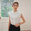 OLrain欧芮儿白色设计感衬衫女夏季2025新款翻领蕾丝拼接无袖上衣 商品缩略图2