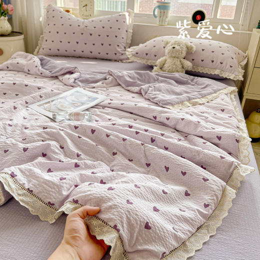 福利款 !有氧木棉皱皱泡泡纱夏被四件套 夏被+床单+枕套全搞定 非全棉 可水洗机洗 商品图4