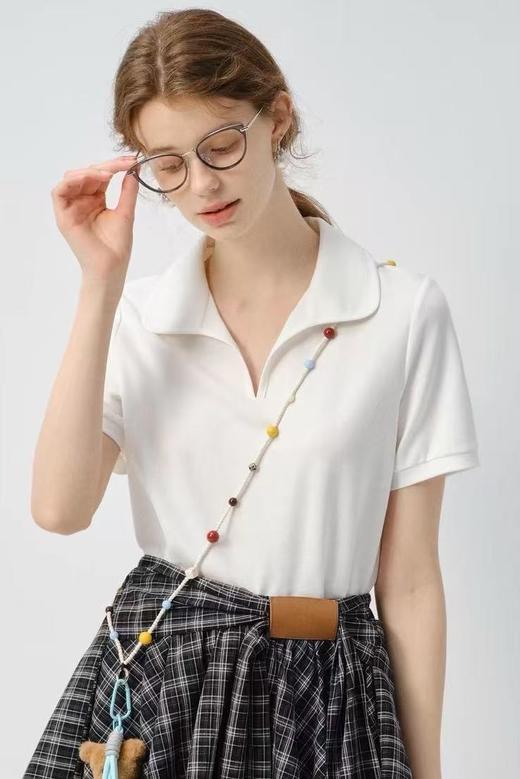  【黑白格子不规则半身裙➕娃娃领正肩T恤】不规则宽松的版型显瘦又藏肉肉，甜酷风造型 简约韩系氛围感穿搭 商品图1