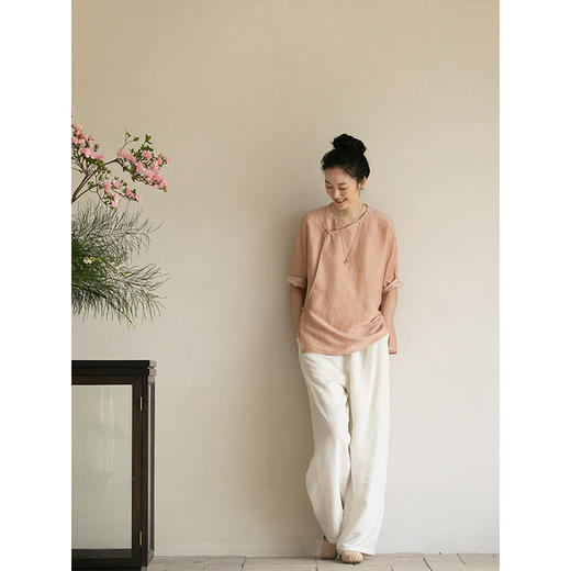 牧衣游原创 提花宽松裤子女夏新款轻薄清凉松紧腰百搭休闲裤 归丛 商品图3