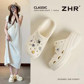 ZHR则则5CM增高厚底洞洞鞋女爆款夏季EVA底包头拖鞋女外出高颜值