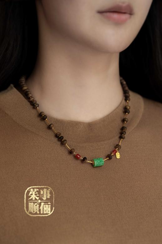 【茱事顺俪】18K黄金翡翠沉香项链 商品图3