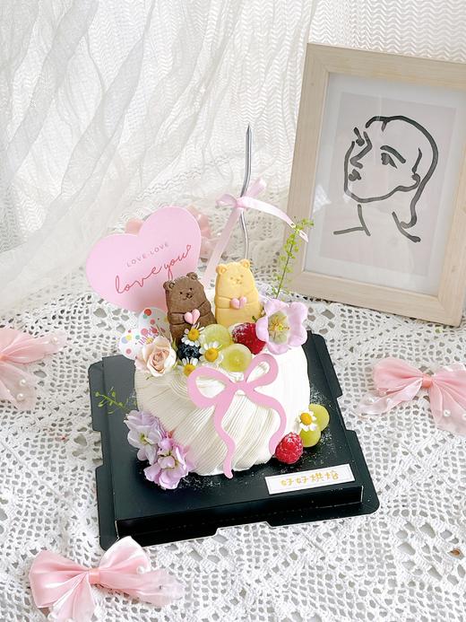 七夕蛋糕情侣‘春日花园小熊’/纪念日（没有的花会用其他花型替代） 商品图0