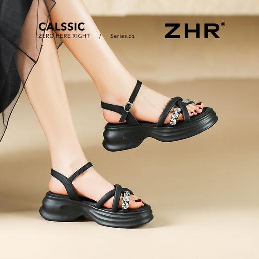 ZHR则则时髦钻石厚底凉鞋女鞋2025夏季新款5.5cm增高透气舒适凉鞋 商品图7
