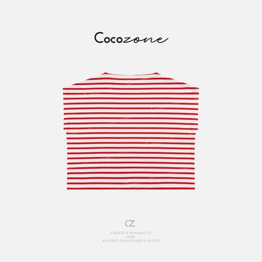 COCO ZONE 刘一一   【100棉】精致简约撞色条纹短袖T恤CD1A0920 商品图1
