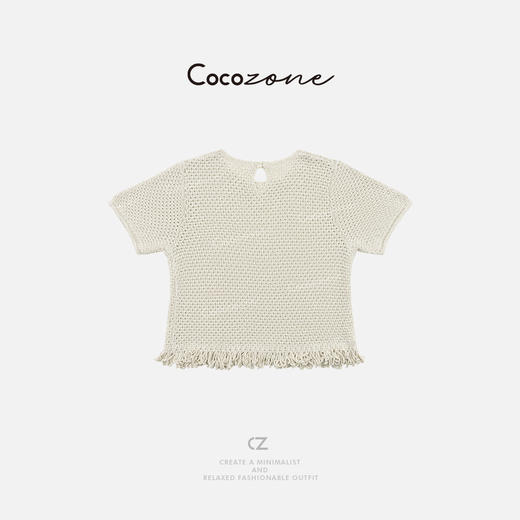 COCO ZONE 刘一一 【天丝亚麻混纺】镂空圆领毛织上衣CD1A0847 商品图1