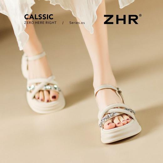 ZHR则则时髦钻石厚底凉鞋女鞋2025夏季新款5.5cm增高透气舒适凉鞋 商品图4