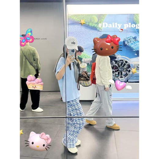 夏日时髦蓝格纹神裤 商品图4