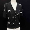 S.Y.C【黛花浅吟】丝 羊 毛V领嵌花半袖女短袖针织衫SYM25052 商品缩略图2