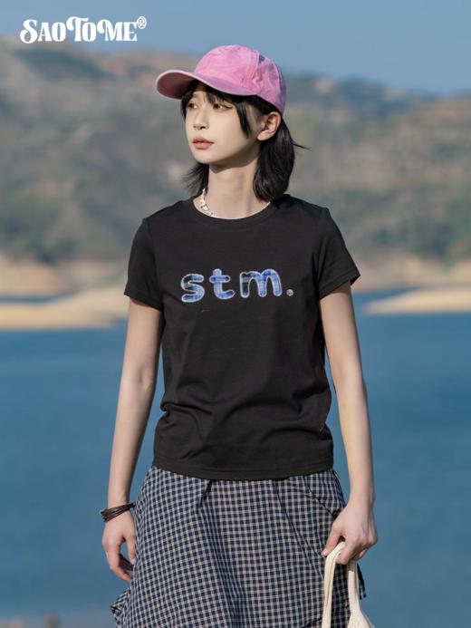 早乙女惠子saotome/STMDX252291/格纹贴布绣短袖T恤 商品图1