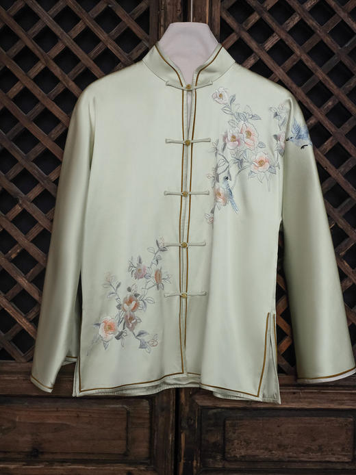 盛唐牡丹大师系列| 喜上眉梢苏绣绉缎外套 商品图0