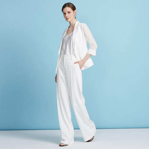 EITIE爱特爱精致薄纱拼接薄款气质通勤白色西装外套2025夏季新款A2503515 商品图3