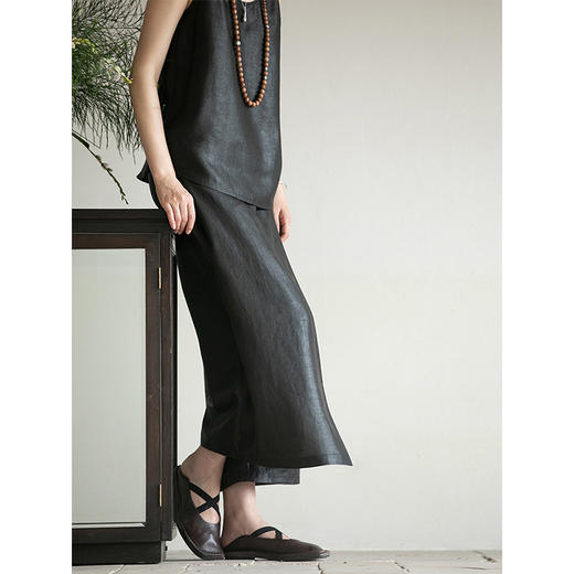 牧衣游原创 香云纱净色裤子夏新品垂感轻薄清凉显瘦真丝裙裤 边叙 商品图3