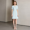 IWY/气质小香风蓝色短袖连衣裙女夏季薄款圆领西装裙Q1323 商品缩略图0